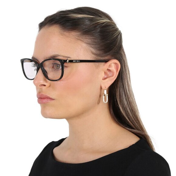 Jimmy Choo JC308 0DXF 00 Eyeglasses Shiny Black/Gold 54mm Square Frame - Picture 3 of 11